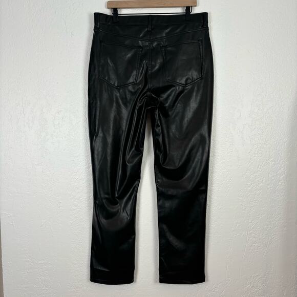 Abercrombie & Fitch Vegan Leather 90s Straight Ultra High Rise Pants NWT 33/16 - Picture 2 of 4